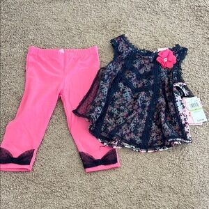 Floral Top and Pink Leggings Set
